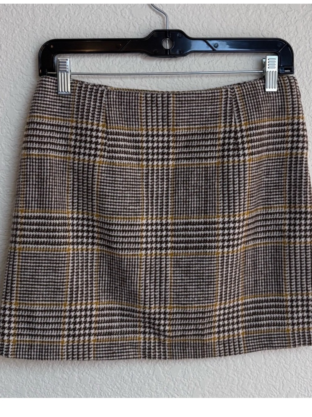 Plaid Mini Skirt with Yellow Accent
